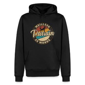 Meilleur parrain au monde - Sweat à capuche Premium bio Homme - noir - Devant - Nico (187cm)