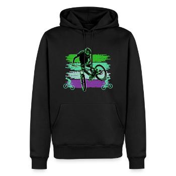 Projet 64 sans nom - Sweat à capuche Premium bio Homme - noir - Devant - Nico (187cm)