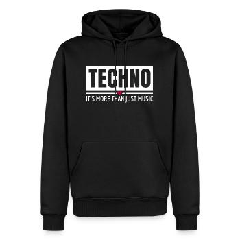 Techno It's More Than Just Music Techno Outfit - Männer Premium Bio Hoodie - Schwarz - Vorne - Nico (187cm)