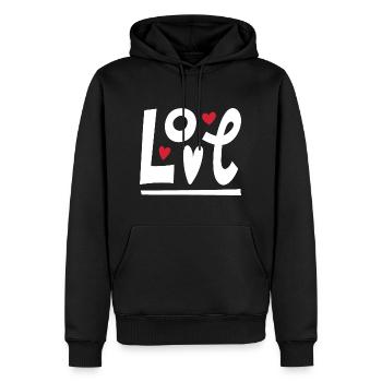 Liebe - Männer Premium Bio Hoodie - Schwarz - Vorne - Nico (187cm)