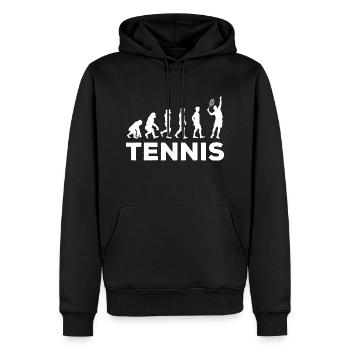Évolution Tennis, Cadeau Joueur De Tennis - Sweat à capuche Premium bio Homme - noir - Devant - Nico (187cm)