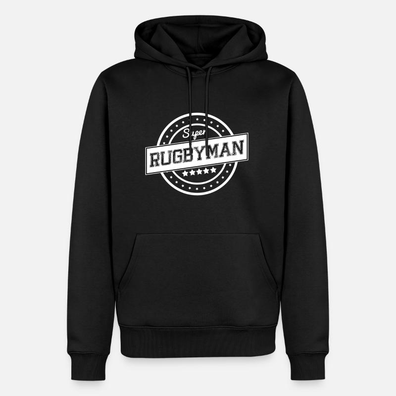 Super rugbyman - Sweat à capuche Premium bio Homme - noir