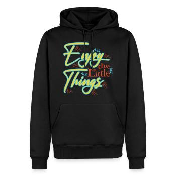 Genießen Sie die kleinen Dinge - Männer Premium Bio Hoodie - Schwarz - Vorne - Nico (187cm)