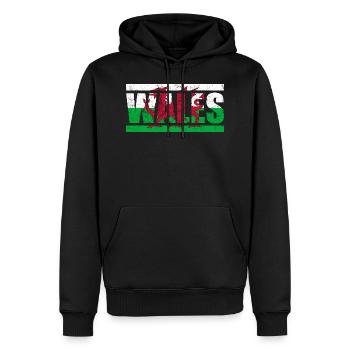 Wales - Männer Premium Bio Hoodie - Schwarz - Vorne - Nico (187cm)
