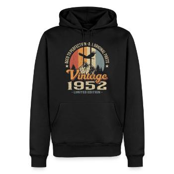 Vintage retro 1952 - Sweat à capuche Premium bio Homme - noir - Devant - Nico (187cm)