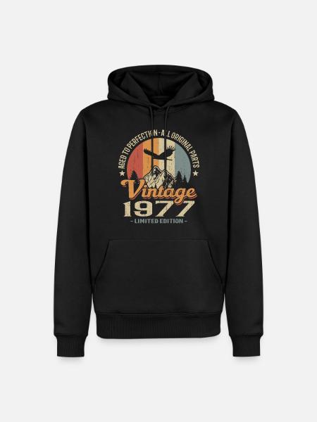 Vintage Retro Jahrgang 1977 Original - Männer Premium Bio Hoodie - Schwarz