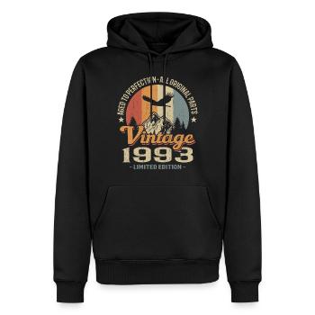 Vintage retro 1993 - Sweat à capuche Premium bio Homme - noir - Devant - Nico (187cm)