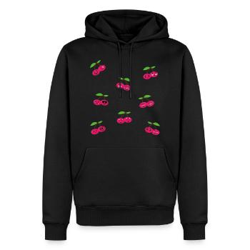 Kirsche - Männer Premium Bio Hoodie - Schwarz - Vorne - Nico (187cm)