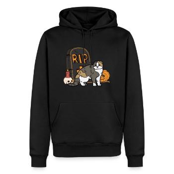 Süße Schottische Faltohrkatze Halloween Katze - Männer Premium Bio Hoodie - Schwarz - Vorne - Nico (187cm)