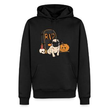 Süßer Mops Halloween Kostüm Hund - Männer Premium Bio Hoodie - Schwarz - Vorne - Nico (187cm)