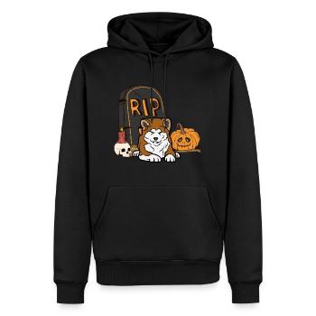 Mignon Akita Halloween Costume Chien - Sweat à capuche Premium bio Homme - noir - Devant - Nico (187cm)