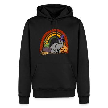 Russisch Blau Halloween Katze - Männer Premium Bio Hoodie - Schwarz - Vorne - Nico (187cm)