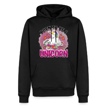 Né pour être une licorne - Sweat à capuche Premium bio Homme - noir - Devant - Nico (187cm)
