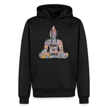 reiki with buddha e 14 - Men’s Premium Organic Hoodie - black - Front - Nico (187cm)
