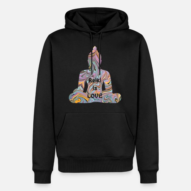 reiki avec bouddha e 14 - Sweat à capuche Premium bio Homme - noir
