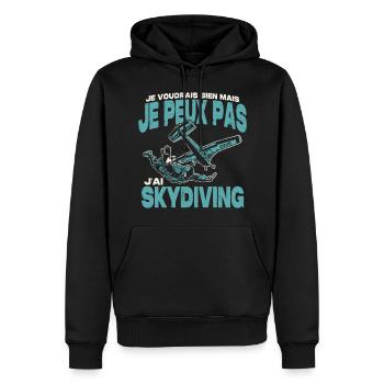 Je peux pas j'ai skydiving. - Sweat à capuche Premium bio Homme - noir - Devant - Nico (187cm)