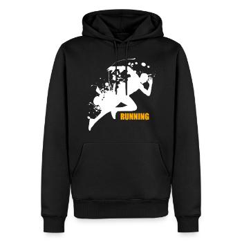 Running Courir Temps Libre Cadeau Coureur - Sweat à capuche Premium bio Homme - noir - Devant - Nico (187cm)