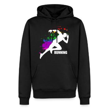 Running Courir Temps Libre Cadeau Coureur - Sweat à capuche Premium bio Homme - noir - Devant - Nico (187cm)