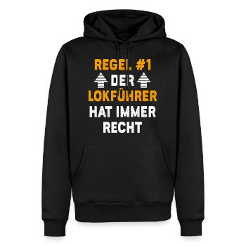 Lokführer Geschenk Geburtstag Spruch - Männer Premium Bio Hoodie - Schwarz - Vorne - Nico (187cm)