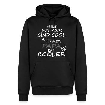 VIELE PAPAS SIND COOL aber mein Papa ist cooler - Männer Premium Bio Hoodie - Schwarz - Vorne - Nico (187cm)