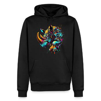 Rhinocéros coloré créatif mécanique - Sweat à capuche Premium bio Homme - noir - Devant - Nico (187cm)