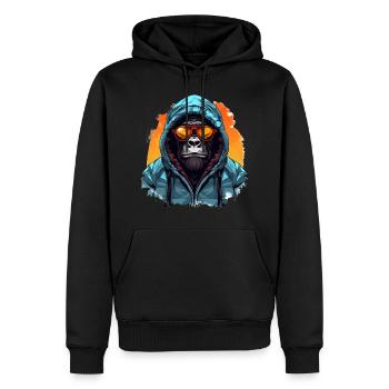 Streetstyle-Berggorilla | Gorilla-Liebhaber - Männer Premium Bio Hoodie - Schwarz - Vorne - Nico (187cm)