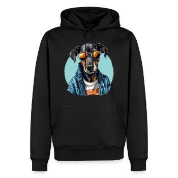 Chien de rue | Amoureux des chiens - Sweat à capuche Premium bio Homme - noir - Devant - Nico (187cm)