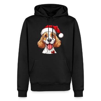 Chien Noël Père Noël Chien Père Noël Chapeau - Sweat à capuche Premium bio Homme - noir - Devant - Nico (187cm)