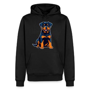 Rottweiler mignon dans le style comique - Sweat à capuche Premium bio Homme - noir - Devant - Nico (187cm)