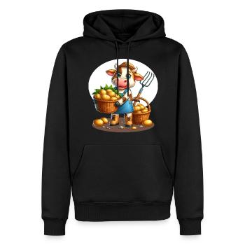 Récolte de la vache Pommes de terre fraîches du champ - Sweat à capuche Premium bio Homme - noir - Devant - Nico (187cm)