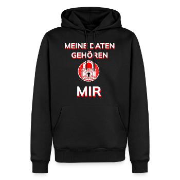 Meine Daten gehören mir - Rot - Männer Premium Bio Hoodie - Schwarz - Vorne - Nico (187cm)