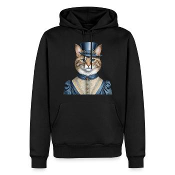 Frau Katze - Männer Premium Bio Hoodie - Schwarz - Vorne - Nico (187cm)