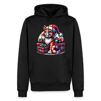Katze Weihnachten - Männer Premium Bio Hoodie - Schwarz - Vorne - Nico (187cm)