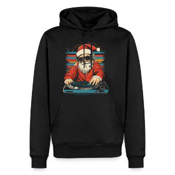 Weihnachtsmann mit Sonnenbrille am Turntable - Männer Premium Bio Hoodie - Schwarz - Vorne - Nico (187cm)
