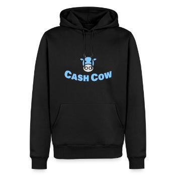 CASH COW - Männer Premium Bio Hoodie - Schwarz - Vorne - Nico (187cm)