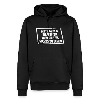 Bitte gehen Sie weiter Hingucker Spruch - Männer Premium Bio Hoodie - Schwarz - Vorne - Nico (187cm)