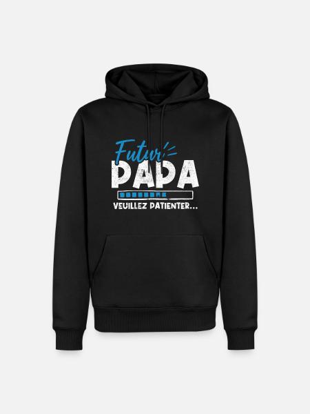 Futur papa veuillez patienter - Sweat à capuche Premium bio Homme - noir
