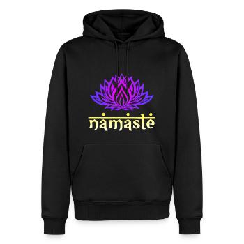 Namaste fleur de lotus - Sweat à capuche Premium bio Homme - noir - Devant - Nico (187cm)