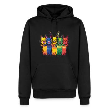 Arty Cat Lover Funny Rain Bog Cat Rave - Men’s Premium Organic Hoodie - black - Front - Nico (187cm)