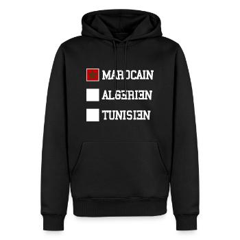 Marocain Algérien Tunisien Je Suis Marocain - Sweat à capuche Premium bio Homme - noir - Devant - Nico (187cm)