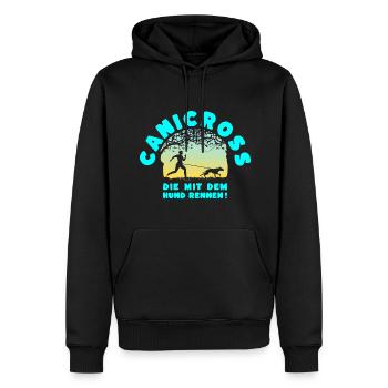 Canicross -qui courent avec le chien. (Coucher de soleil) - Sweat à capuche Premium bio Homme - noir - Devant - Nico (187cm)