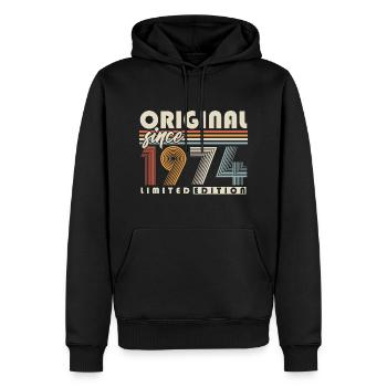 Original depuis 1974 Vintage cadeau d’anniversaire - Sweat à capuche Premium bio Homme - noir - Devant - Nico (187cm)
