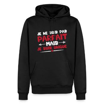 Je ne suis pas parfait mais je suis unique - Sweat à capuche Premium bio Homme - noir - Devant - Nico (187cm)