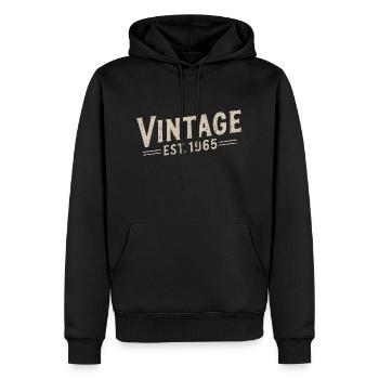 Vintage Est. 1965 - Männer Premium Bio Hoodie - Schwarz - Vorne - Nico (187cm)