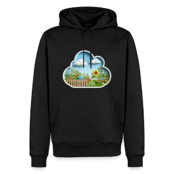 Blume auf Blumenwiese im Garten mit Sonnenblume - Männer Premium Bio Hoodie - Schwarz - Vorne - Nico (187cm)