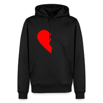 HALB HEART LINKS - Männer Premium Bio Hoodie - Schwarz - Vorne - Nico (187cm)