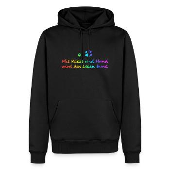 Chat et chien disant - Sweat à capuche Premium bio Homme - noir - Devant - Nico (187cm)