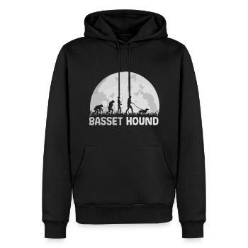 Basset Hound Hund Evolution Mond - Männer Premium Bio Hoodie - Schwarz - Vorne - Nico (187cm)