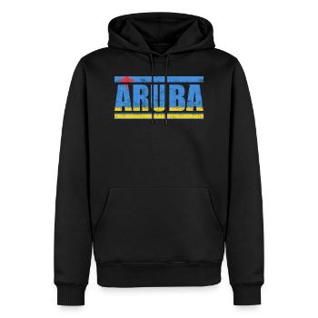 Aruba - Männer Premium Bio Hoodie - Schwarz - Vorne - Nico (187cm)