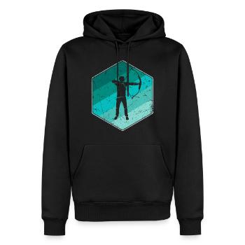 Tir à l’arc Flèche Vintage Archer - Sweat à capuche Premium bio Homme - noir - Devant - Nico (187cm)